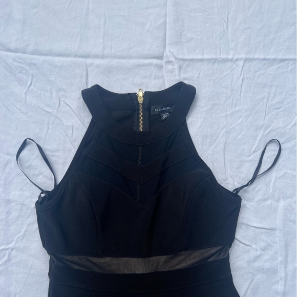 Black mesh a-line mini dress - Picture 3 of 5